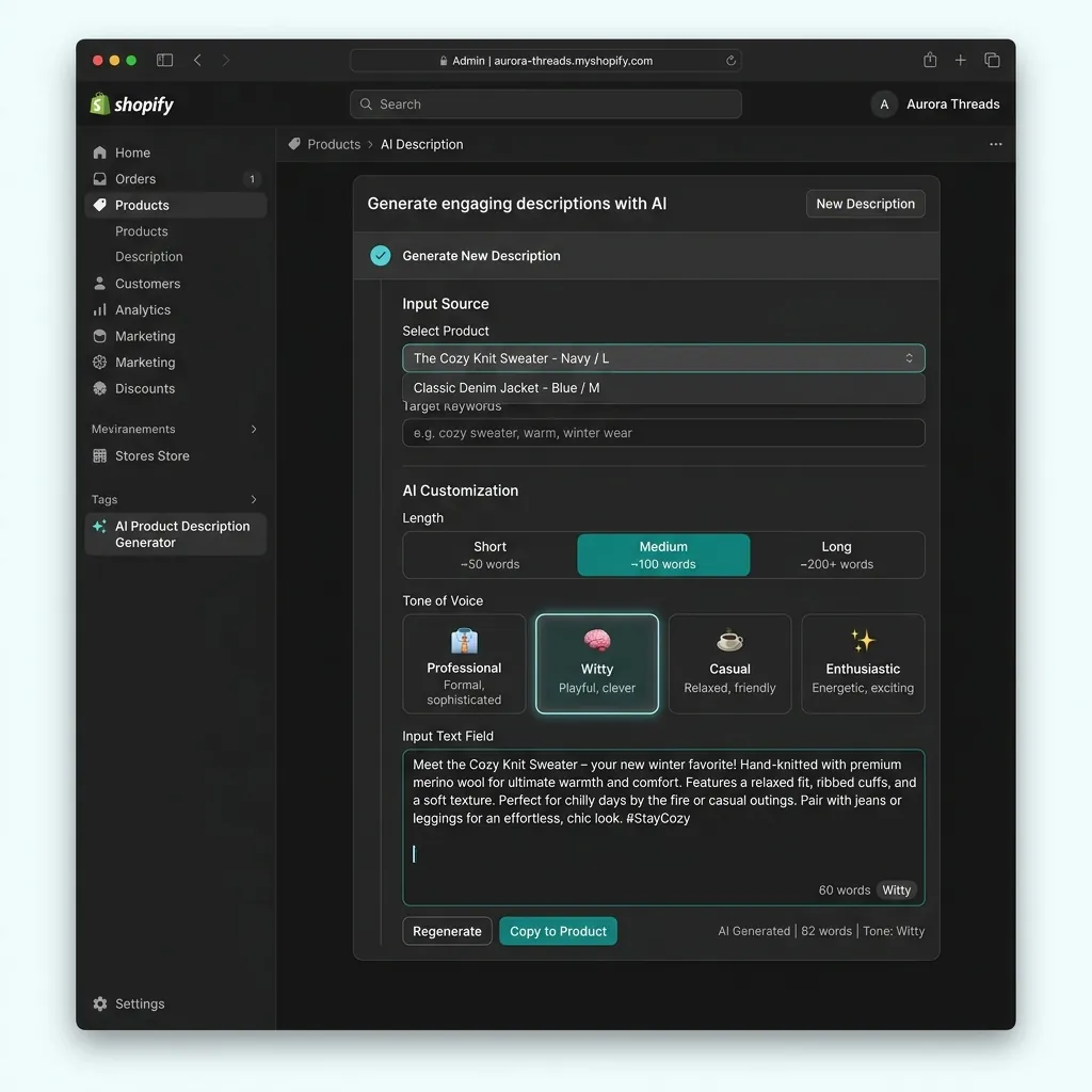 AI Descriptions — dashboard